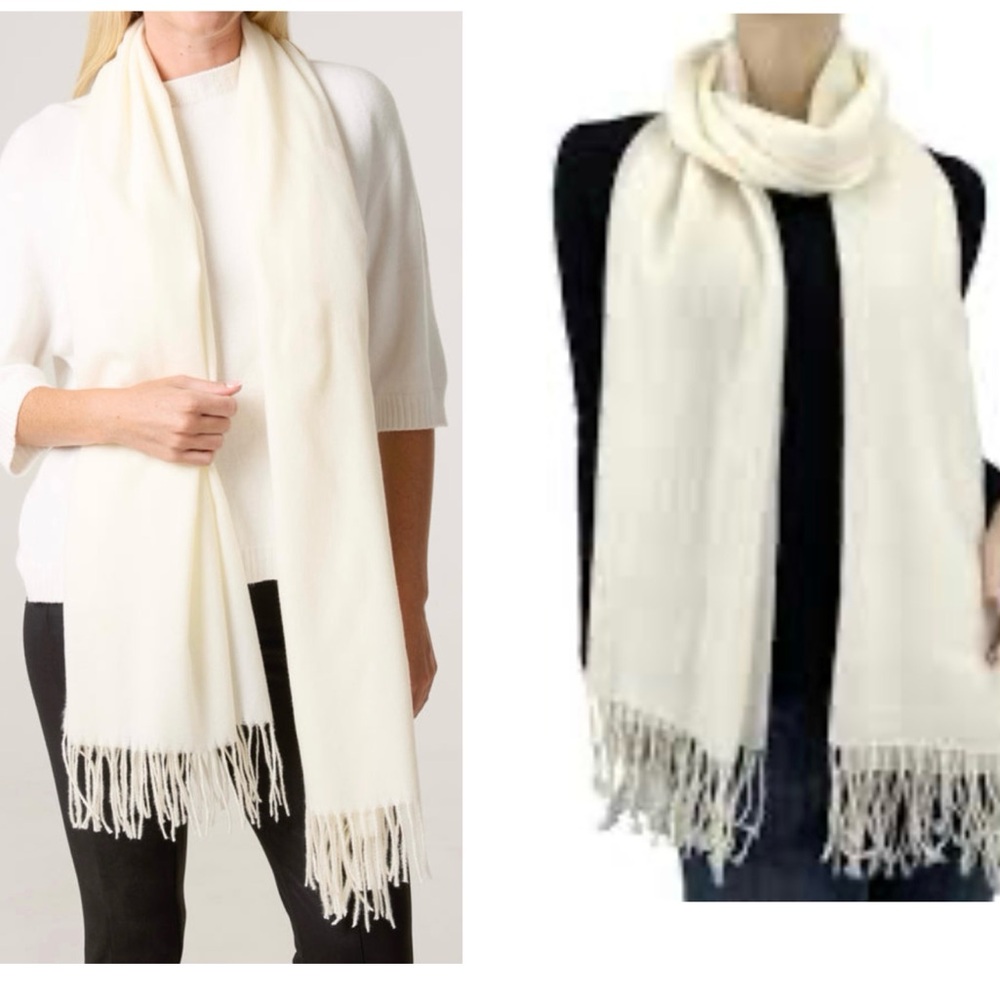 100% Baby Alpaca Made in Peru Elegant Cream Fringe Scarf Eyelash Fringe Delicate